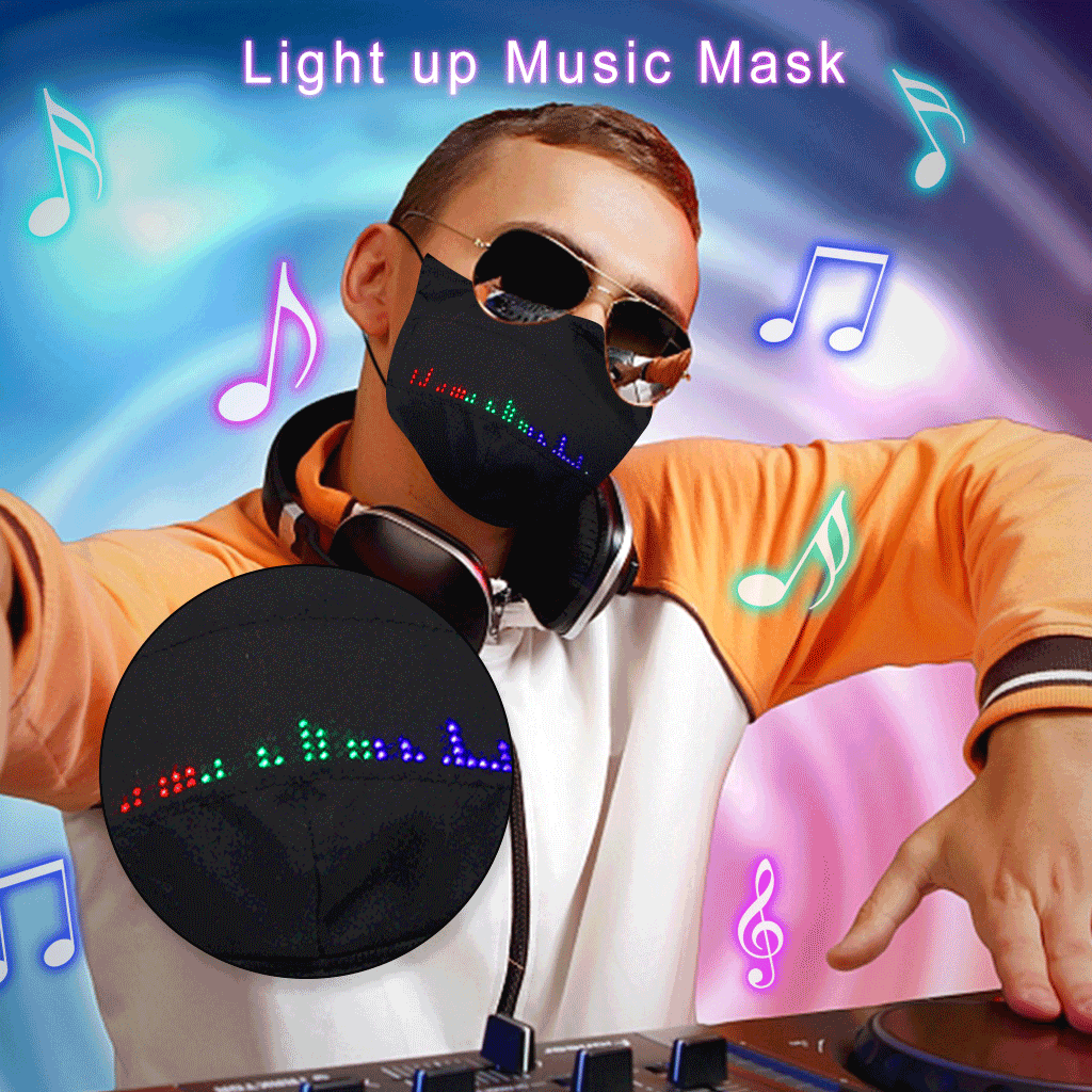 Customizable RGB LED Music Face Mask