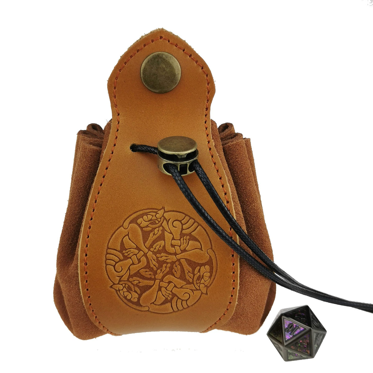 Handmade Leather Celtic Dice Bag &amp; Tray