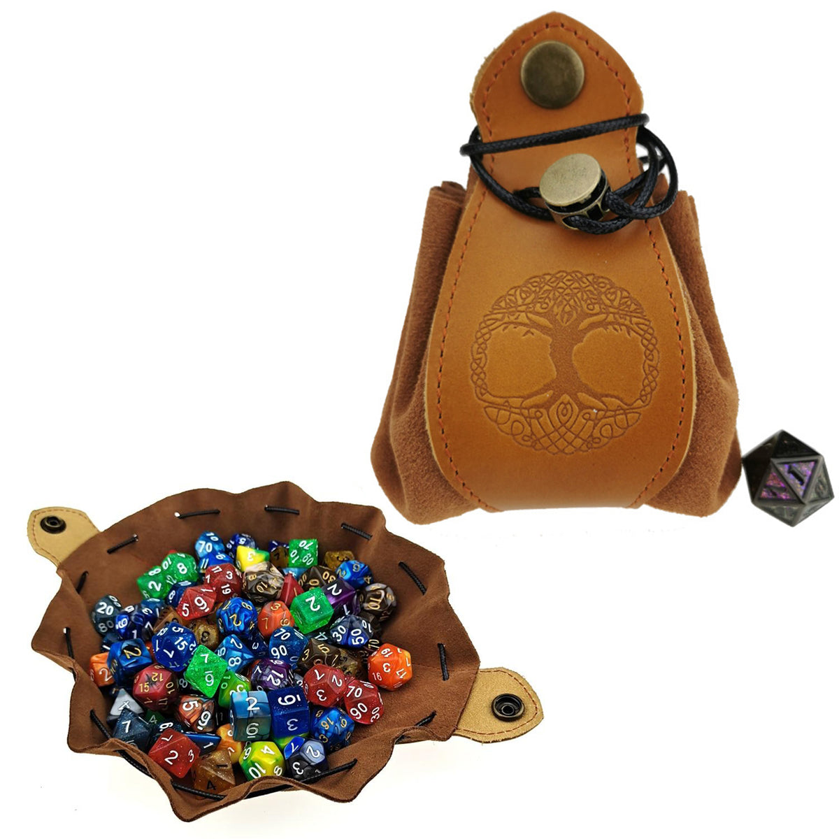 Handmade Leather Celtic Dice Bag &amp; Tray